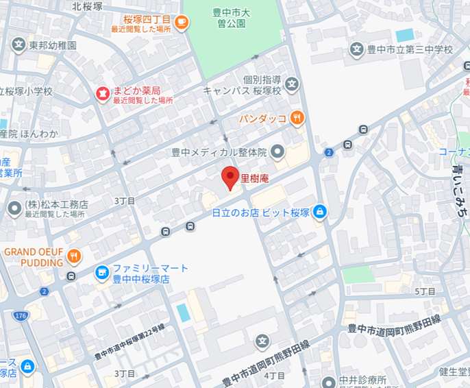 里樹庵へのアクセスマップ
